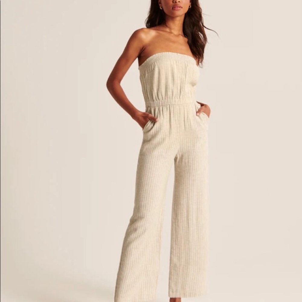 Abercrombie and Fitch Easy Waist Linen Jumpsuit
